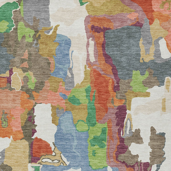 Homeroots 3' Aqua Green And Pink Abstract Washable Indoor Outdoor Area Rug - Perfect For Any Space! 10' X 14' Polyester 599585