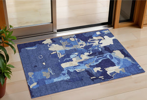 Homeroots 3' Aqua Green And Pink Abstract Washable Indoor Outdoor Area Rug - Perfect For Any Space! 3' X 5' Polyester 599586