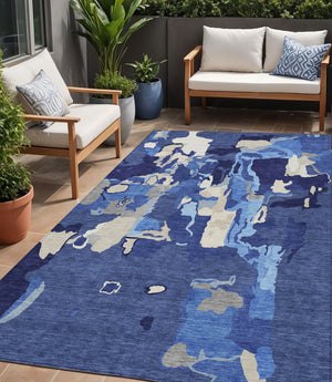 Homeroots 3' Aqua Green And Pink Abstract Washable Indoor Outdoor Area Rug - Perfect For Any Space! 5' X 8' Polyester 599587