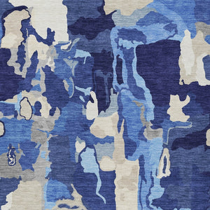 Homeroots 3' Aqua Green And Pink Abstract Washable Indoor Outdoor Area Rug - Perfect For Any Space! 5' X 8' Polyester 599587