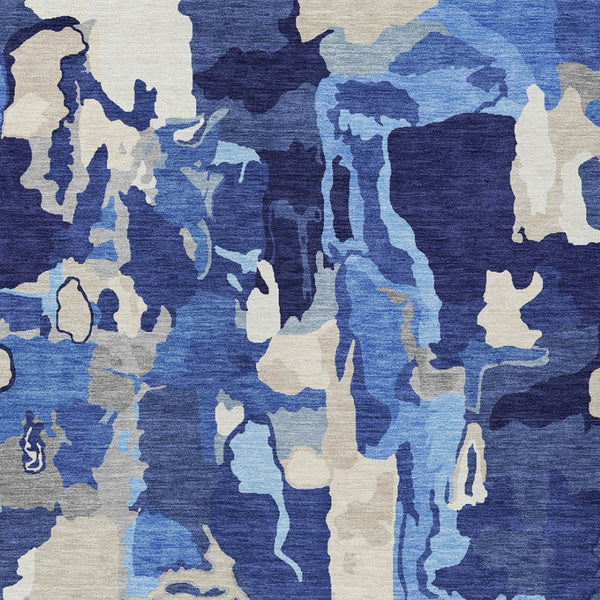 Homeroots 3' Aqua Green And Pink Abstract Washable Indoor Outdoor Area Rug - Perfect For Any Space! 5' X 8' Polyester 599587