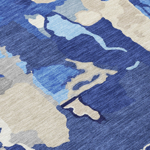 Homeroots 3' Aqua Green And Pink Abstract Washable Indoor Outdoor Area Rug - Perfect For Any Space! 5' X 8' Polyester 599587