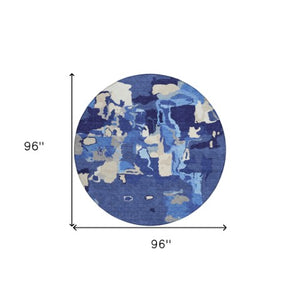 Homeroots 3' Aqua Green And Pink Abstract Washable Indoor Outdoor Area Rug - Perfect For Any Space! 8' Round Polyester 599588