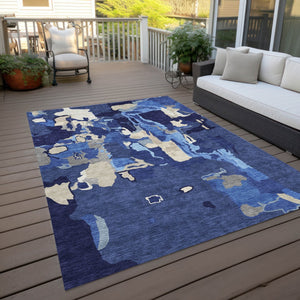 Homeroots 3' Aqua Green And Pink Abstract Washable Indoor Outdoor Area Rug - Perfect For Any Space! 8' X 10' Polyester 599589