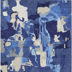 Homeroots 3' Aqua Green And Pink Abstract Washable Indoor Outdoor Area Rug - Perfect For Any Space! 9' X 12' Polyester 599590