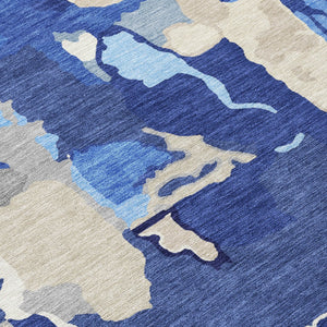 Homeroots 3' Aqua Green And Pink Abstract Washable Indoor Outdoor Area Rug - Perfect For Any Space! 9' X 12' Polyester 599590