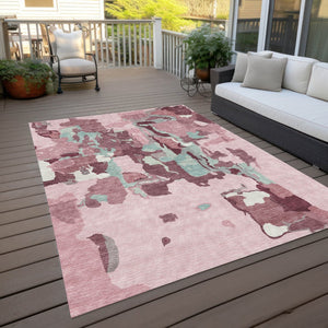 HomeRoots 9' X 12' Pink and Gray Abstract Area Rug - Stylish, Machine Washable Indoor/Outdoor Comfort for All Spaces 599596
