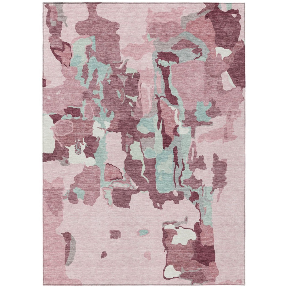 HomeRoots 9' X 12' Pink and Gray Abstract Area Rug - Stylish, Machine Washable Indoor/Outdoor Comfort for All Spaces 599596