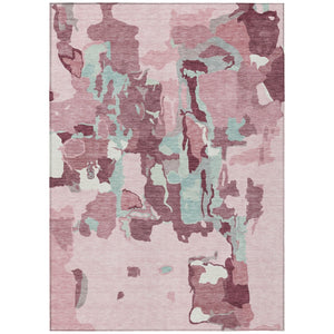 HomeRoots 5' Pink and Gray Abstract Washable Area Rug - Perfect for Indoor or Outdoor Spaces, Easy Care! 10' X 14' 599597