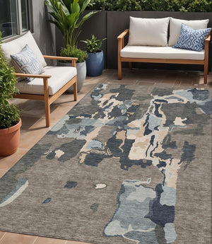 Homeroots 3' Aqua Green And Pink Abstract Washable Indoor Outdoor Area Rug - Perfect For Any Space! 5' X 8' Polyester 599599
