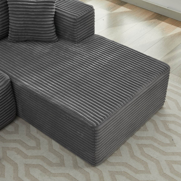 English Elm Modular Sectional Couches: Cozy Right-Facing Chaise Longue In Gray, Perfect For Any Living Space! W1143P313192