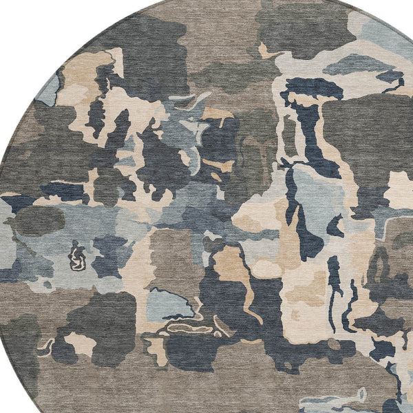 Homeroots 3' Aqua Green And Pink Abstract Washable Indoor Outdoor Area Rug - Perfect For Any Space! 8' Round Polyester 599600