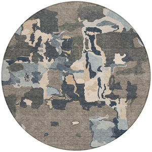 Homeroots 3' Aqua Green And Pink Abstract Washable Indoor Outdoor Area Rug - Perfect For Any Space! 8' Round Polyester 599600