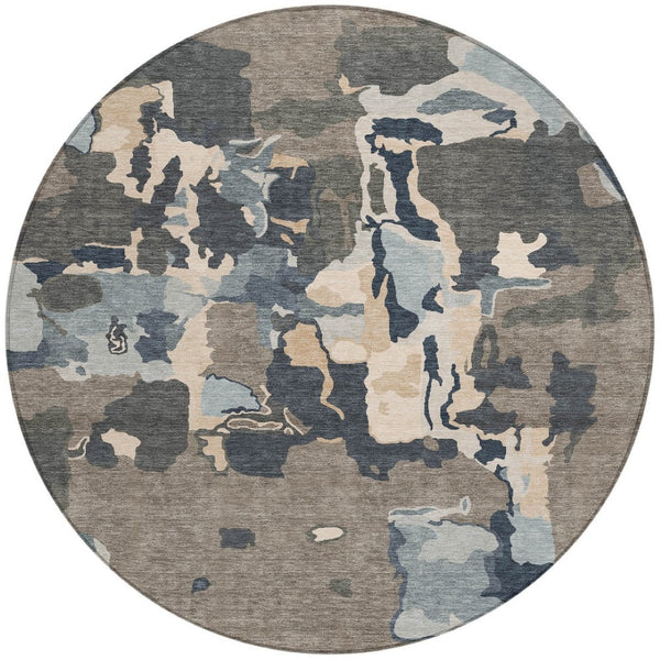 Homeroots 3' Aqua Green And Pink Abstract Washable Indoor Outdoor Area Rug - Perfect For Any Space! 8' Round Polyester 599600
