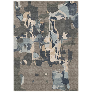 HomeRoots 9' X 12' Taupe Gray and Beige Abstract Washable Area Rug for Indoor & Outdoor High-Traffic Spaces 599602