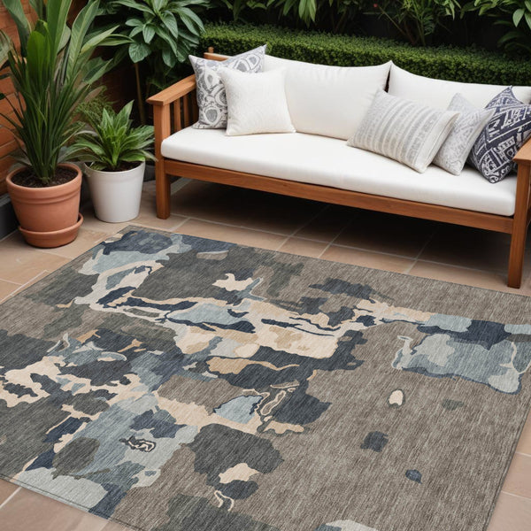 Homeroots 3' Aqua Green And Pink Abstract Washable Indoor Outdoor Area Rug - Perfect For Any Space! 10' X 14' Polyester 599603