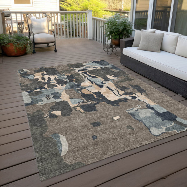 Homeroots 3' Aqua Green And Pink Abstract Washable Indoor Outdoor Area Rug - Perfect For Any Space! 10' X 14' Polyester 599603