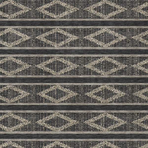 Homeroots 3' Black And Beige Geometric Indoor Outdoor Area Rug - Stylish, Durable, Washable For Any Space 10' X 14' Polyester 599609
