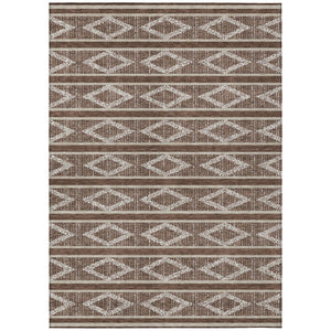 HomeRoots 5' Geometric Brown and Beige Washable Area Rug – Stylish Indoor Outdoor Decor for Any Space 10' X 14' 599615