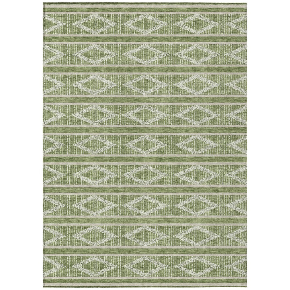HomeRoots 5' Geometric Green and Ivory Washable Area Rug for Indoor and Outdoor Use – Durable, Stylish Comfort 8' X 10' 599619