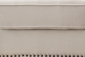 English Elm Beige Padded Chenille Chair with Nailhead Trim and Welt Accents, Ivory Transitional Seat, 26.5x38.5x37.5" B2741P375944