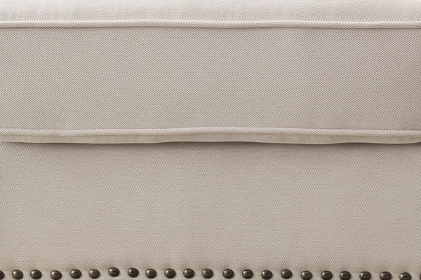 English Elm Beige Padded Chenille Chair with Nailhead Trim and Welt Accents, Ivory Transitional Seat, 26.5x38.5x37.5" B2741P375944