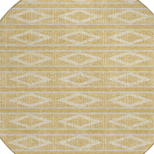 Homeroots 3' Black And Beige Geometric Indoor Outdoor Area Rug - Stylish, Durable, Washable For Any Space 8' Round Polyester 599624