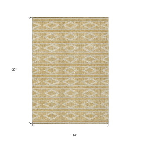 Homeroots 3' Black And Beige Geometric Indoor Outdoor Area Rug - Stylish, Durable, Washable For Any Space 8' X 10' Polyester 599625