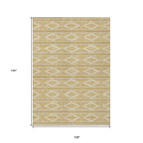 Homeroots 3' Black And Beige Geometric Indoor Outdoor Area Rug - Stylish, Durable, Washable For Any Space 9' X 12' Polyester 599626