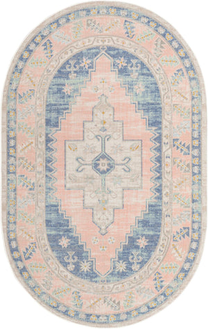 Unique Loom Whitney Geneva Machine Made Border Rug French Blue, Beige/Ivory/Light Blue/Light Green/Pink/Gray/Green/Gold 5' 3" x 8' 0"