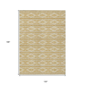 Homeroots 3' Black And Beige Geometric Indoor Outdoor Area Rug - Stylish, Durable, Washable For Any Space 10' X 14' Polyester 599627