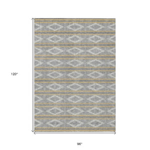 Homeroots 3' Black And Beige Geometric Indoor Outdoor Area Rug - Stylish, Durable, Washable For Any Space 8' X 10' Polyester 599631
