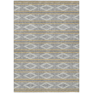 HomeRoots 9' X 12' Gray Ivory Brown Geometric Rug - Stylish Washable Indoor/Outdoor Area Rug for Every Space! 599632