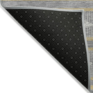 HomeRoots 5' Modern Geometric Area Rug - Washable Indoor Outdoor Design in Gray, Ivory, and Brown Colors 10' X 14' 599633