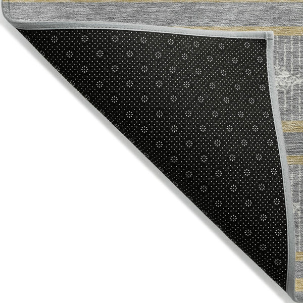 HomeRoots 5' Modern Geometric Area Rug - Washable Indoor Outdoor Design in Gray, Ivory, and Brown Colors 10' X 14' 599633