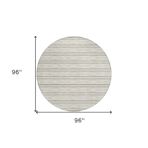 Homeroots 3' Black And Beige Geometric Indoor Outdoor Area Rug - Stylish, Durable, Washable For Any Space 8' Round Polyester 599636