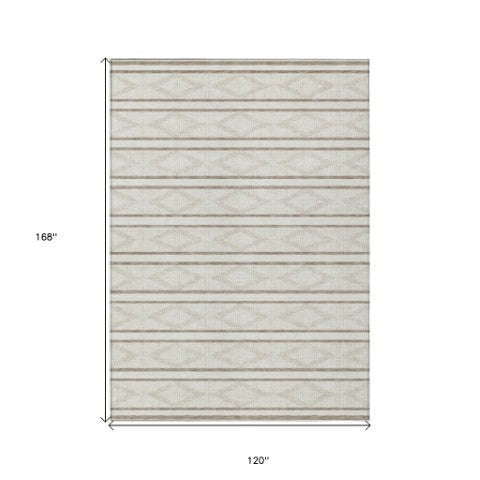 Homeroots 3' Black And Beige Geometric Indoor Outdoor Area Rug - Stylish, Durable, Washable For Any Space 10' X 14' Polyester 599639