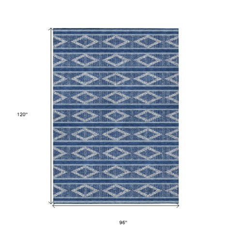 Homeroots 3' Black And Beige Geometric Indoor Outdoor Area Rug - Stylish, Durable, Washable For Any Space 8' X 10' Polyester 599643
