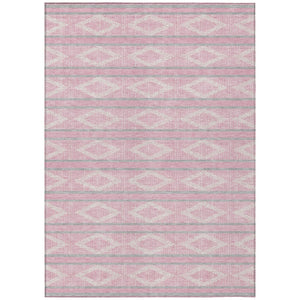 HomeRoots 5' Pink Ivory and Gray Geometric Area Rug – Stylish, Washable Design for Indoor and Outdoor Spaces 8' X 10' 599649