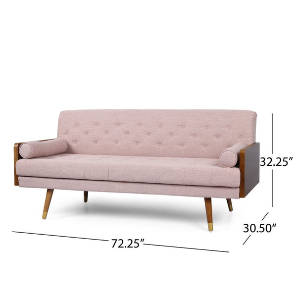 English Elm Aidan Tufted Fabric Sofa with Diamond Stitching and Gold Tipped Rubberwood Legs Blush 61688.00LBLSH