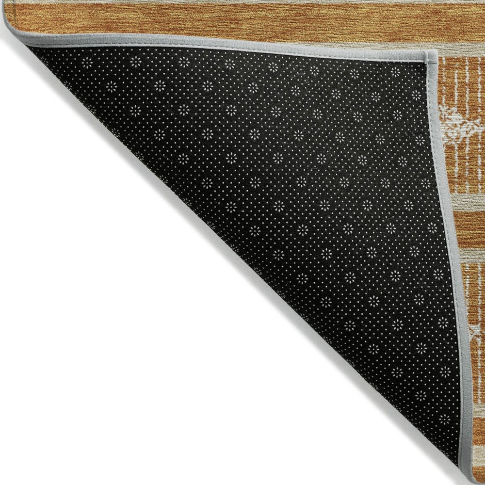 HomeRoots 5' Copper and Ivory Geometric Area Rug – Stylish Washable Design for Indoor and Outdoor Spaces 5' X 8' 599653