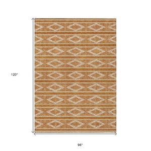 Homeroots 3' Black And Beige Geometric Indoor Outdoor Area Rug - Stylish, Durable, Washable For Any Space 8' X 10' Polyester 599655