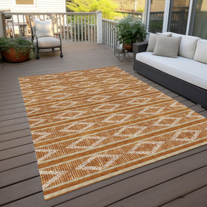 Homeroots 3' Black And Beige Geometric Indoor Outdoor Area Rug - Stylish, Durable, Washable For Any Space 8' X 10' Polyester 599655