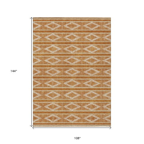 Homeroots 3' Black And Beige Geometric Indoor Outdoor Area Rug - Stylish, Durable, Washable For Any Space 9' X 12' Polyester 599656