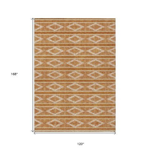 Homeroots 3' Black And Beige Geometric Indoor Outdoor Area Rug - Stylish, Durable, Washable For Any Space 10' X 14' Polyester 599657
