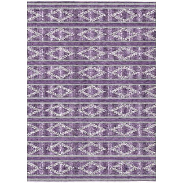 HomeRoots 5' Modern Geometric Area Rug in Purple, Gray, and Ivory - Washable & Versatile for Indoor/Outdoor Use 8' X 10' 599661