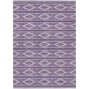 HomeRoots 9' Geometric Area Rug in Purple, Gray & Ivory – Washable, Durable Indoor/Outdoor Design for Any Space 599662