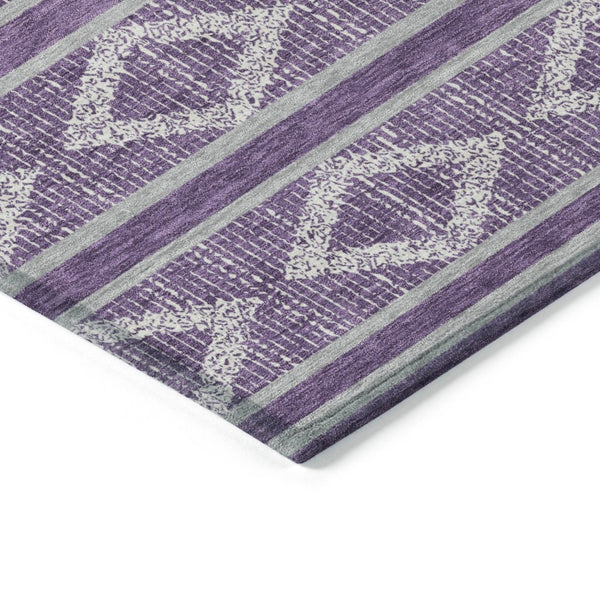 HomeRoots 9' Geometric Area Rug in Purple, Gray & Ivory – Washable, Durable Indoor/Outdoor Design for Any Space 599662
