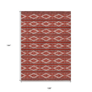 Homeroots 3' Black And Beige Geometric Indoor Outdoor Area Rug - Stylish, Durable, Washable For Any Space 9' X 12' Polyester 599668