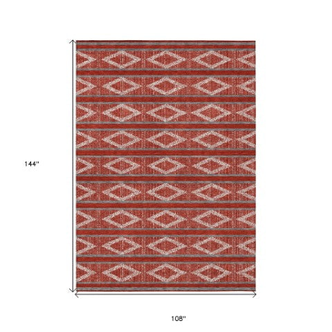 Homeroots 3' Black And Beige Geometric Indoor Outdoor Area Rug - Stylish, Durable, Washable For Any Space 9' X 12' Polyester 599668